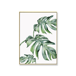 Watercolor Leaves Wall Art Canvas Painting Green