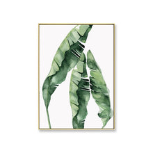 Load image into Gallery viewer, Watercolor Leaves Wall Art Canvas Painting Green