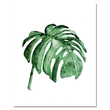 Load image into Gallery viewer, Watercolor Leaves Wall Art Canvas Painting Green
