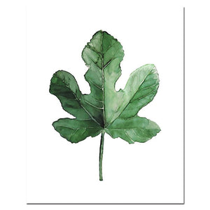 Watercolor Leaves Wall Art Canvas Painting Green