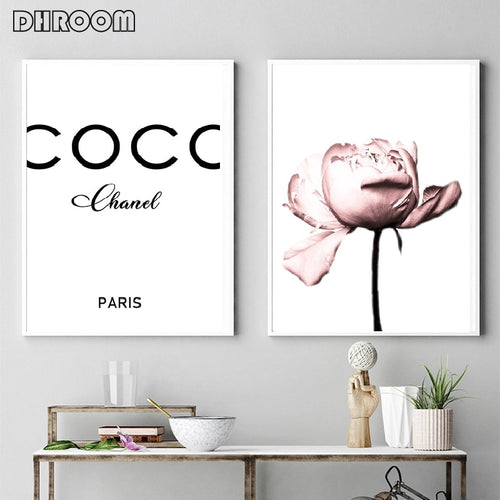 Peony Flower Wall Art Coco Print Fashion Art Poster